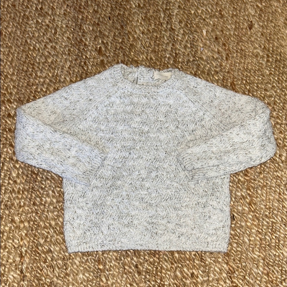 Quincy Mae Light Gray Crew Neck Sweater